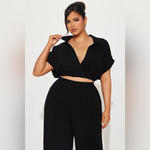 Andrea Linen Pant Set - Black - Picture 2 of 4